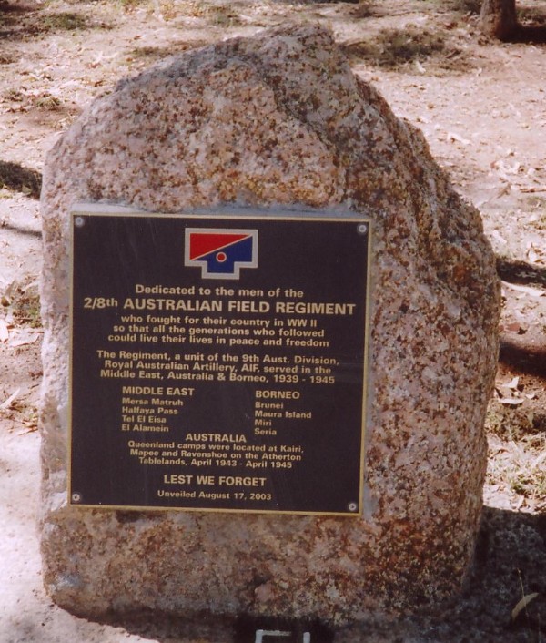 Regimental plaque at Rocky Creek Memorial, Queensland