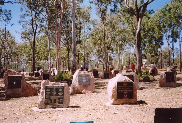 View of regimental plaques at Rocky Creek Memorial, Queensland