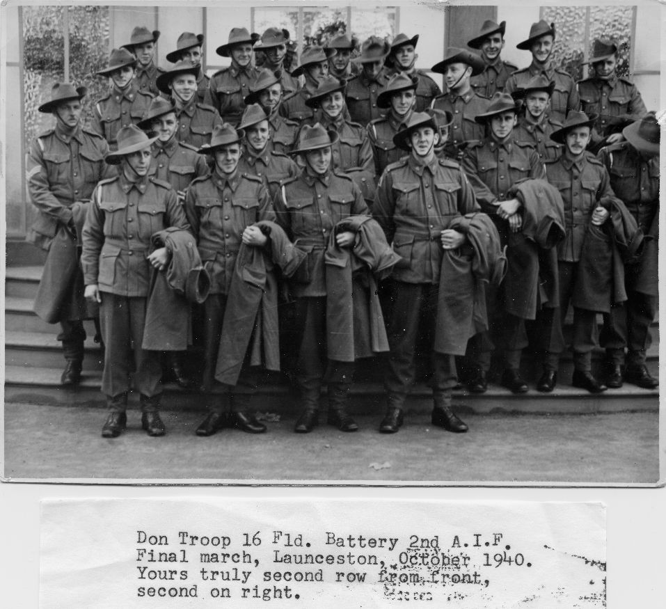 Don Troop 16th Bty, Launceston, October 1940