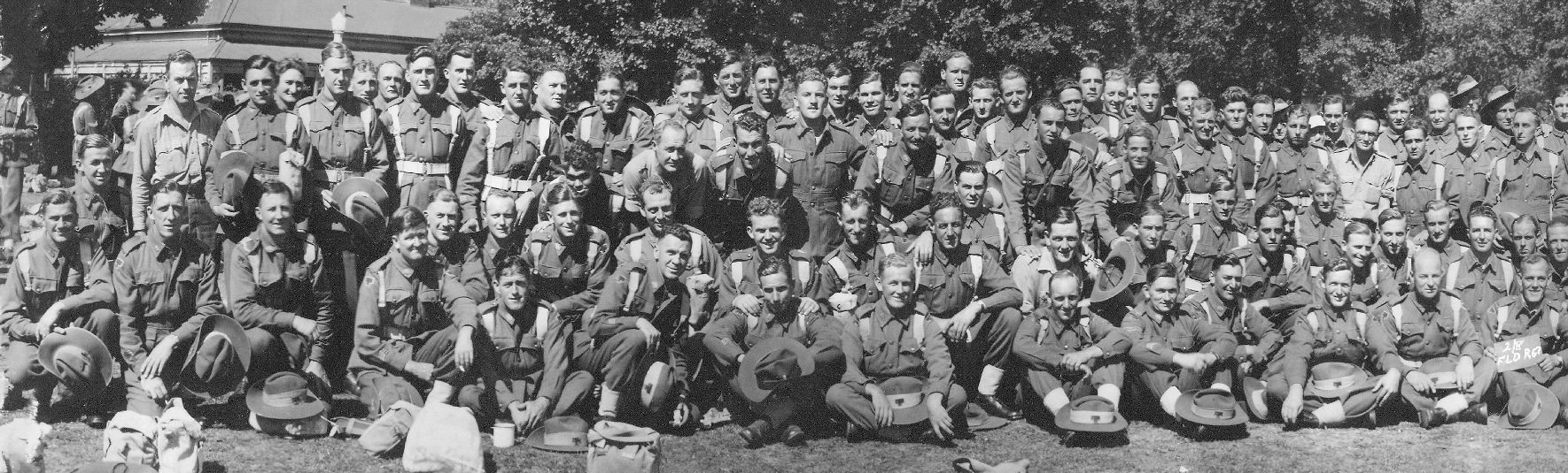 Detail of left hand side of 2/8th Field Regiment group photo in Melbourne