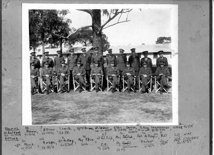 Group photo of 20 officers of the 2/8th Australian Field Regiment