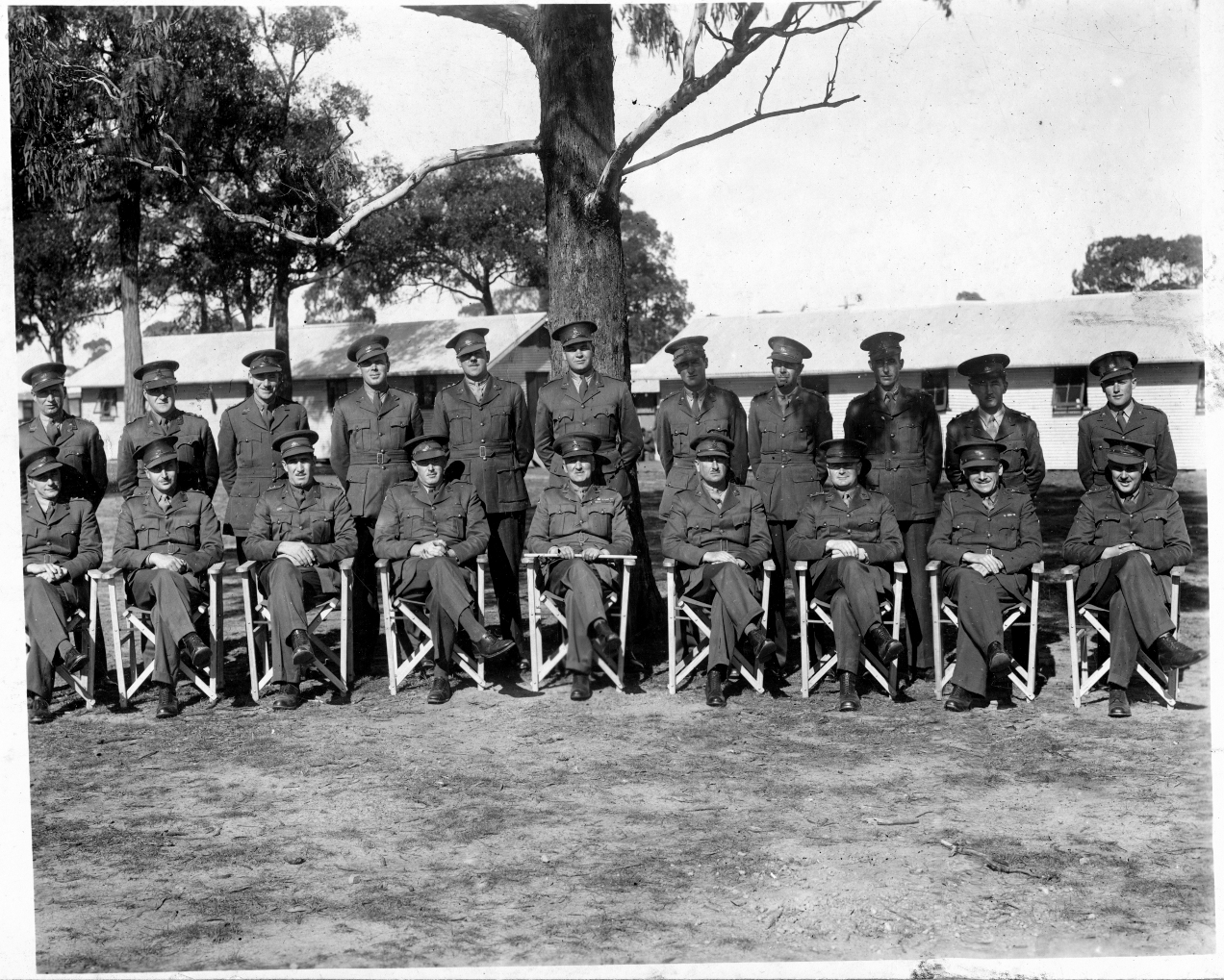 Group photo of 20 officers of the 2/8th Australian Field Regiment - cropped