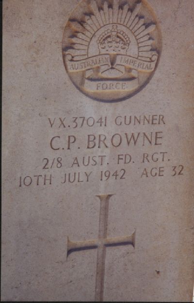 Gravestone of C.P. Browne at El Alamein