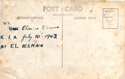 C.P. Browne - reverse of his photo