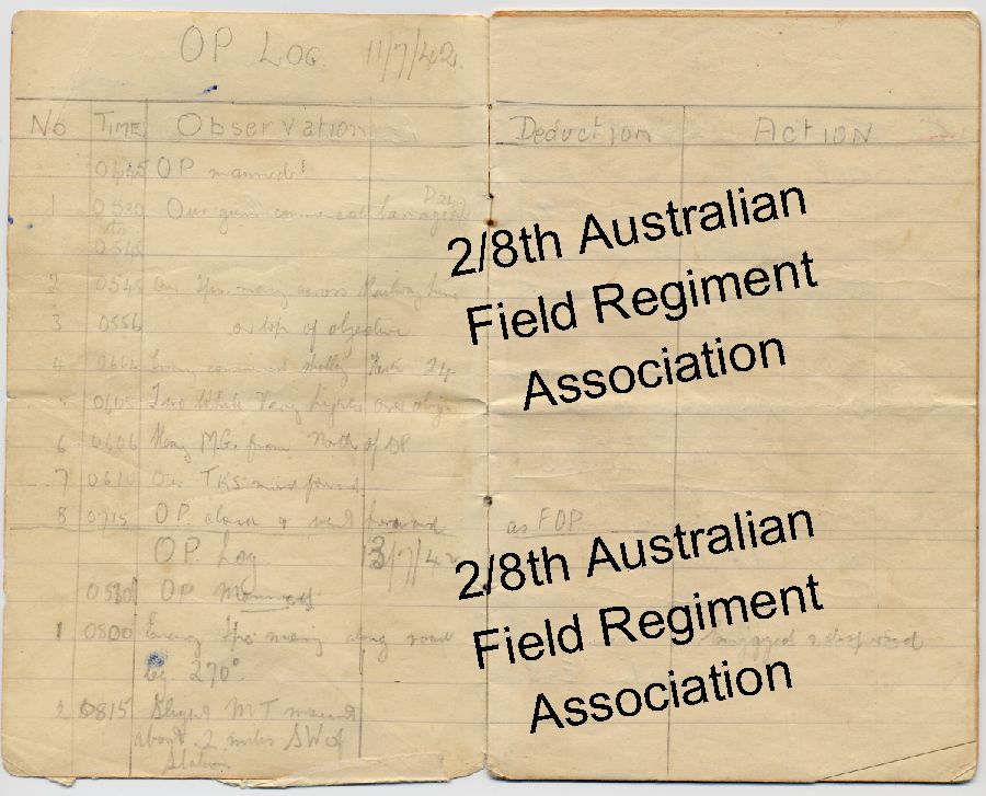 Observation point log book Al-Alamein