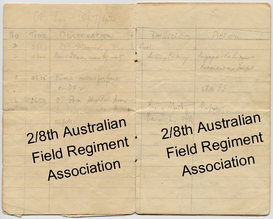 Observation point log book Al-Alamein