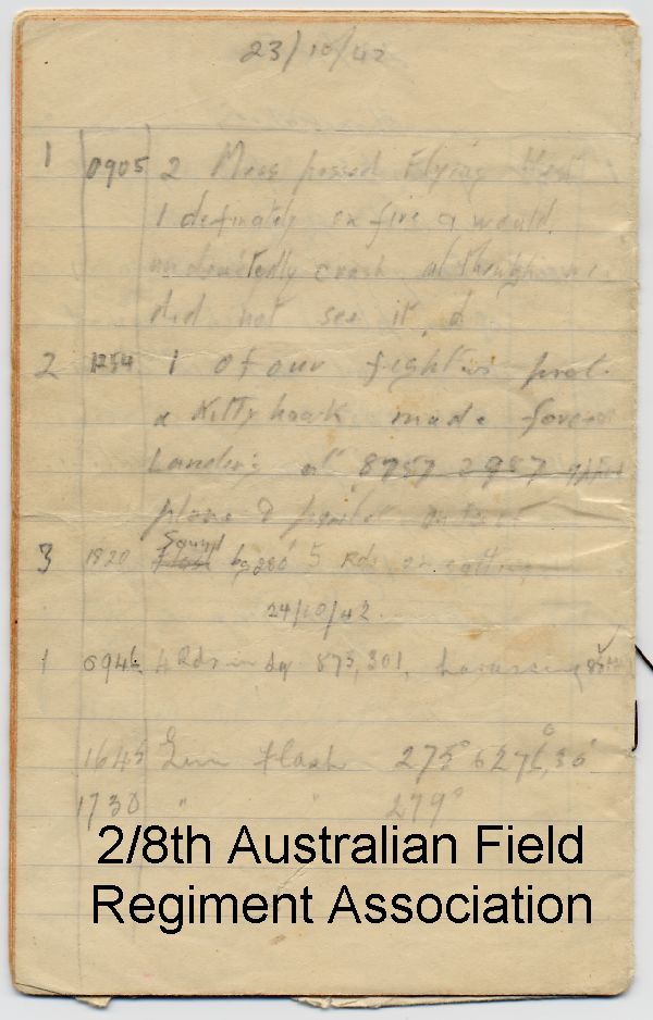 Observation point log book Al-Alamein